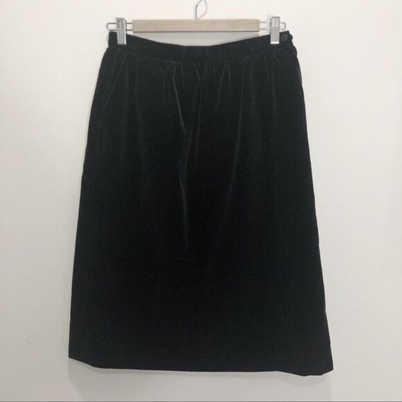 B. Altman‎ Vintage Velvet Warm A-Line Midi Skirt Pockets Dark Academia Sz 14 - Picture 1 of 4